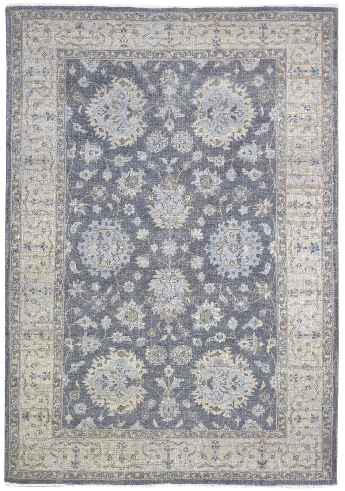 6' X 9' Rug Wool Charcoal Persian Hand Knotted Oushak Oriental Large Carpet   7864113234069