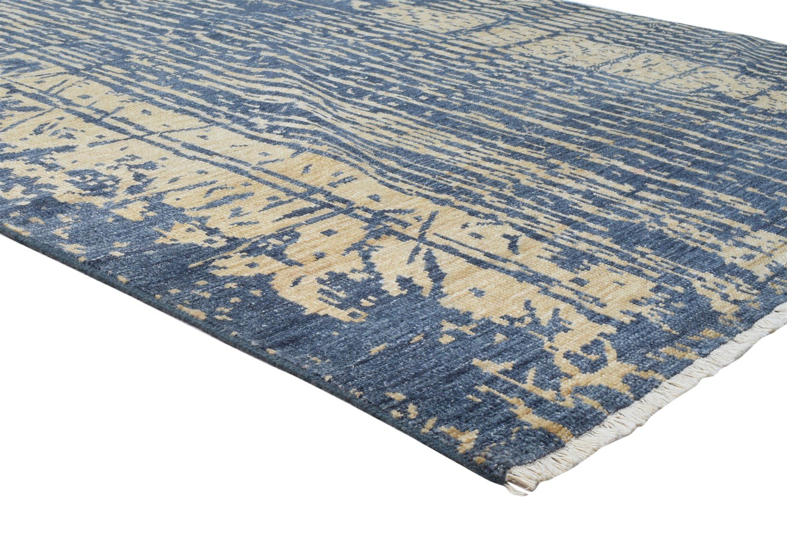 6' X 9' Rug Wool Silk Blue Modern Hand Knotted Indian Abstract Room Size Carpet   7864081383573