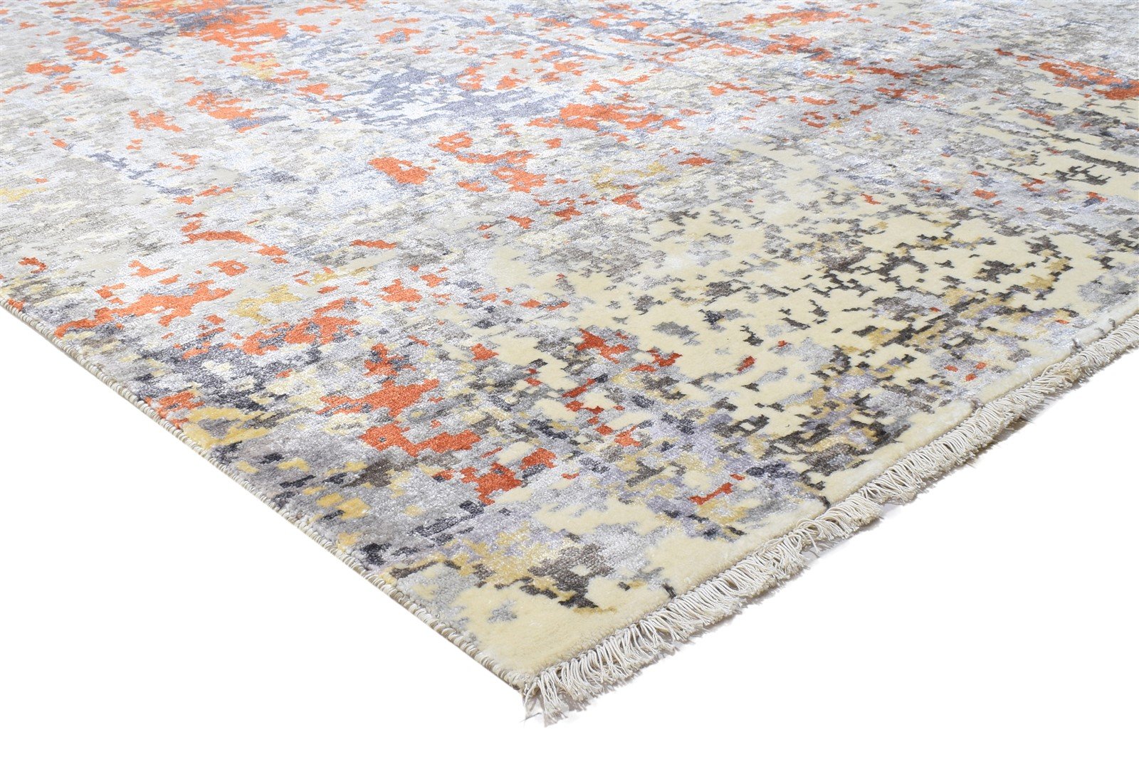 8' X 10' Rug Silk Grey Modern Hand Knotted Indian Abstract Large Carpet 