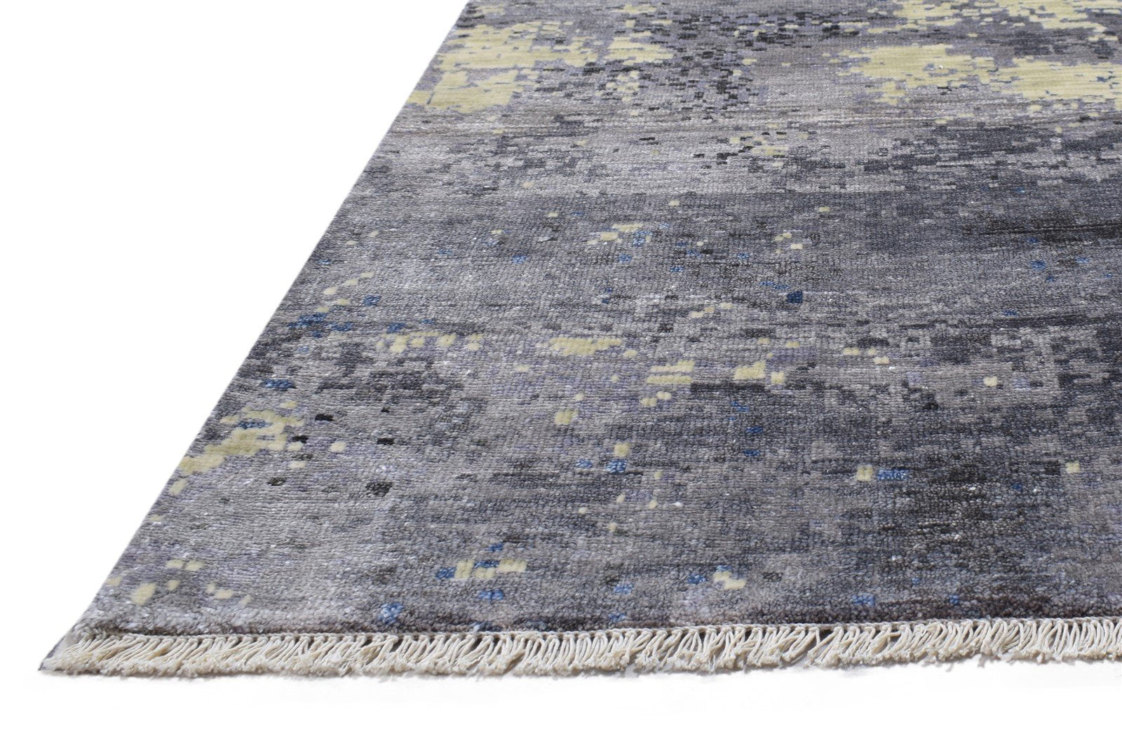 8' X 10' Rug Silk Grey Modern Hand Knotted Indian Abstract Large Carpet 