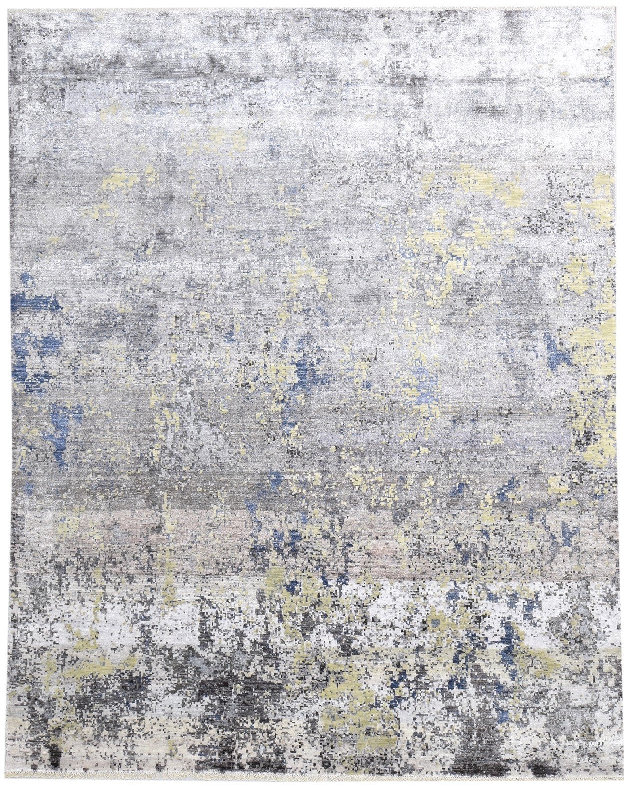 8' X 10' Rug Silk Grey Modern Hand Knotted Indian Abstract Large Carpet 