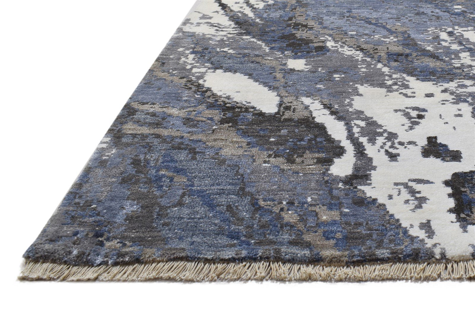 8' X 10' Rug Silk Grey Modern Hand Knotted Indian Abstract Large Carpet 