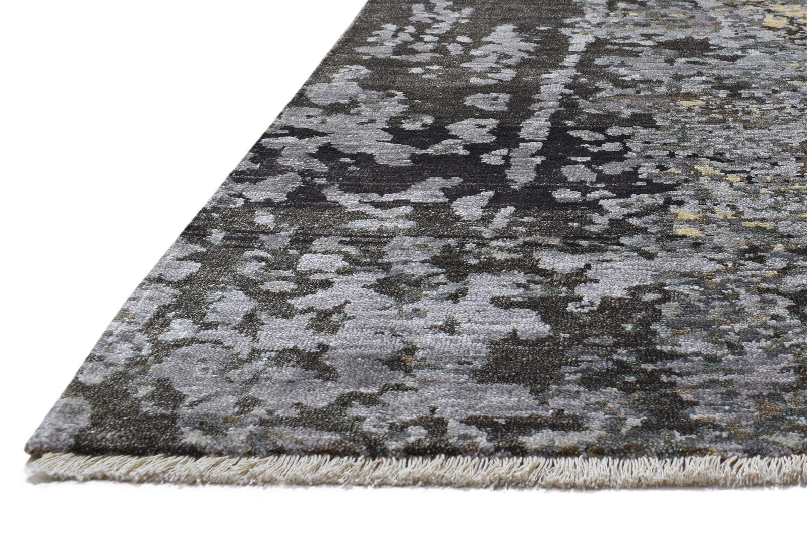 Silk Grey Rug 8' X 10' Modern Hand Knotted Indian Abstract Large Carpet 