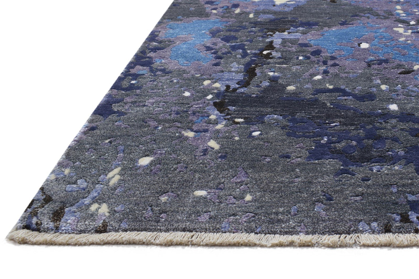 8' X 10' Rug Silk Blue Modern Hand Knotted Indian Abstract Large Carpet 