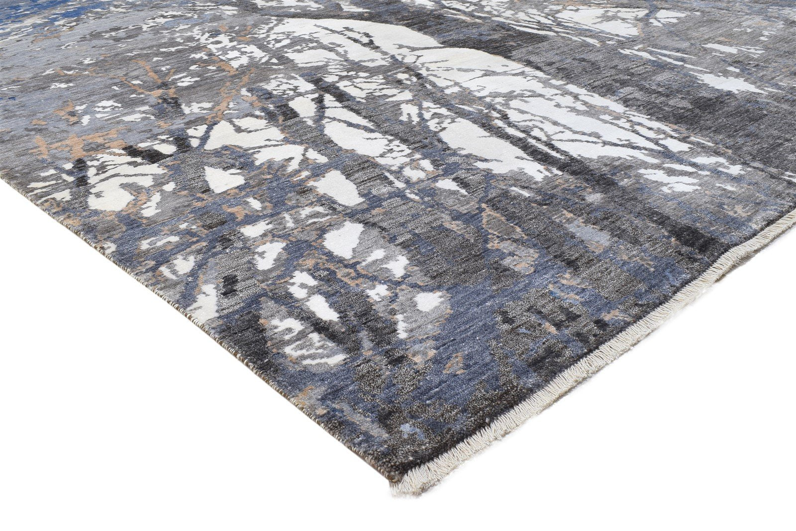 9' X 12' Rug Silk Grey Modern Hand Knotted Indian Abstract Large Carpet 