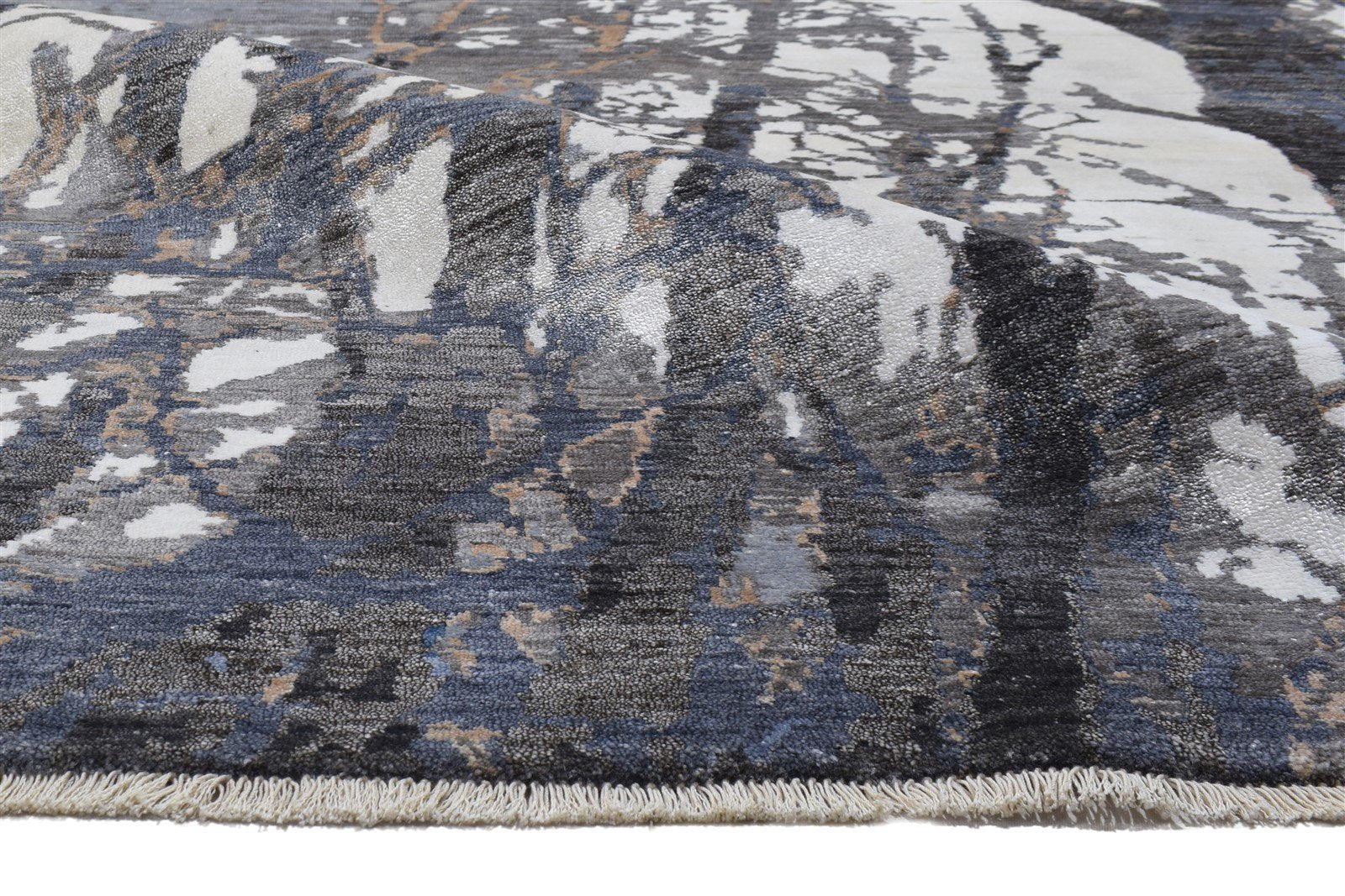 9' X 12' Rug Silk Grey Modern Hand Knotted Indian Abstract Large Carpet 