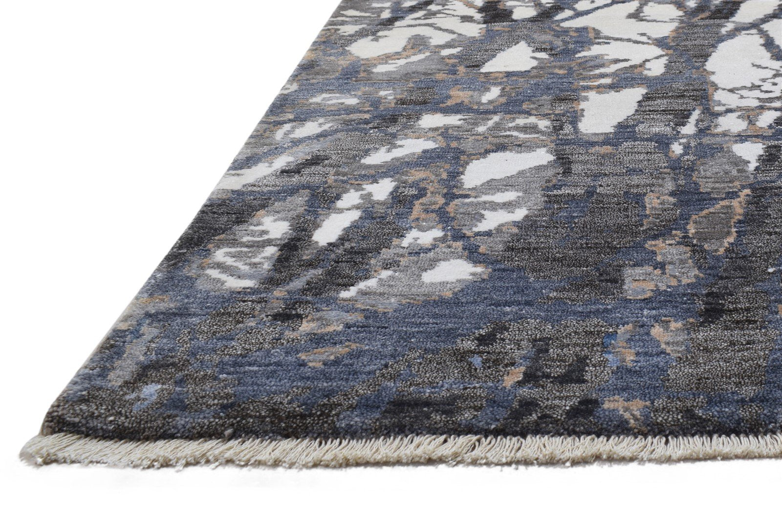 9' X 12' Rug Silk Grey Modern Hand Knotted Indian Abstract Large Carpet 