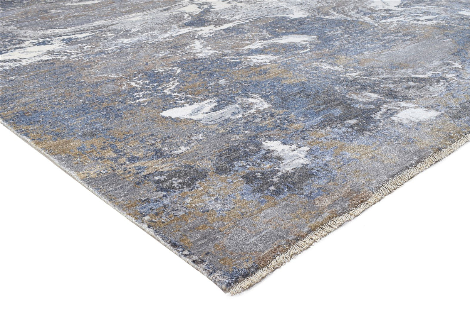 Grey Silk Rug 9' X 12' Modern Hand Knotted Indian Abstract Large Carpet 