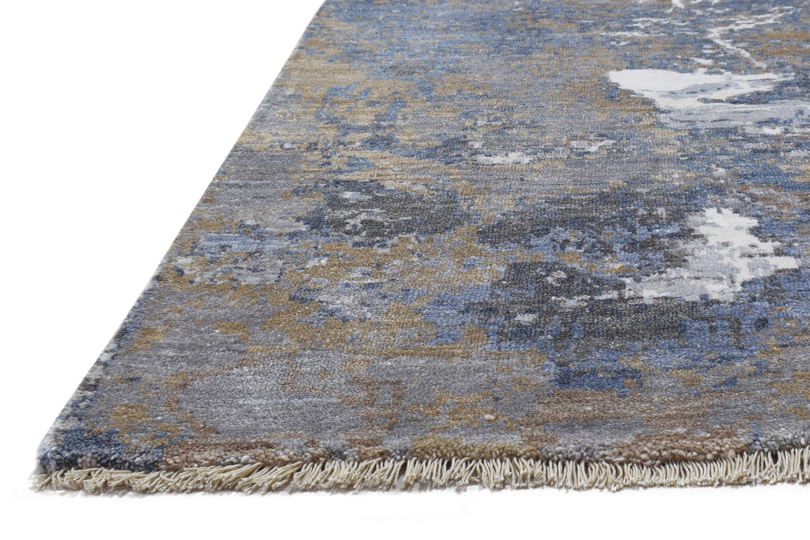 Grey Silk Rug 9' X 12' Modern Hand Knotted Indian Abstract Large Carpet 