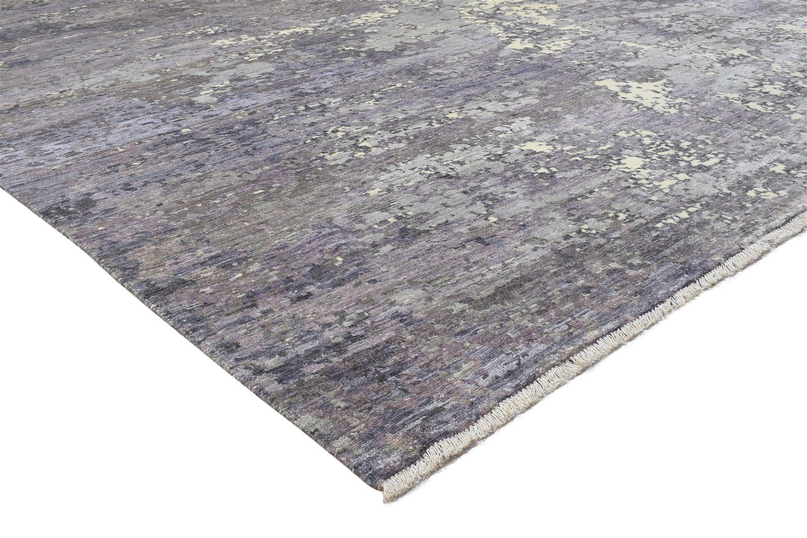 9' X 12' Rug Silk Grey Modern Hand Knotted Indian Abstract Extra Large Carpet 