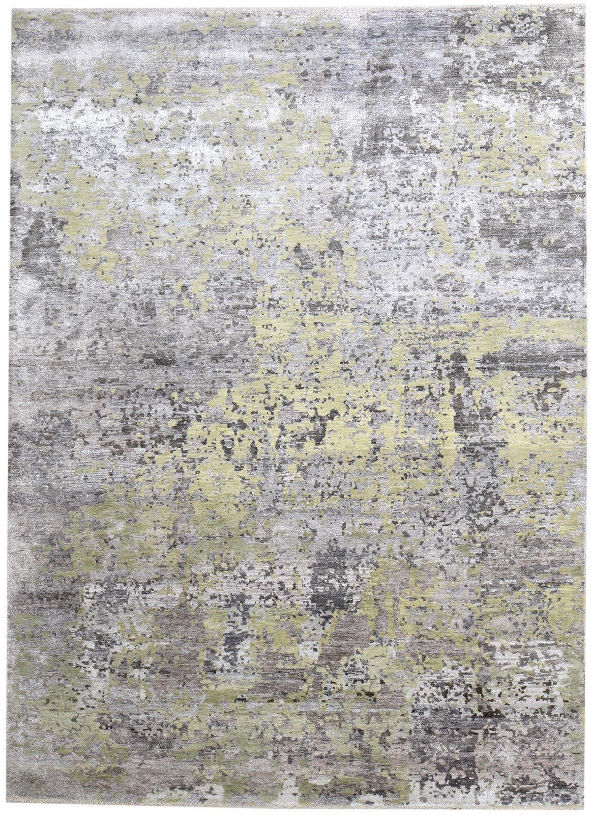 9' X 12' Rug Silk Sage Modern Hand Knotted Indian Abstract Large Carpet 