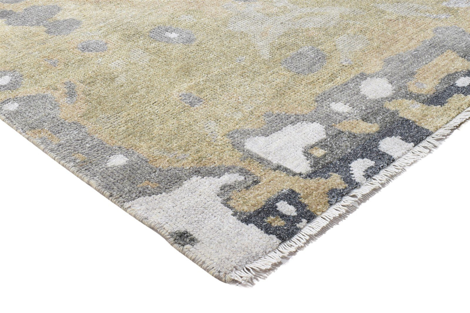 Sage Wool Rug 3' X 5' Modern Hand Knotted Scandinavian Abstract Small Carpet 