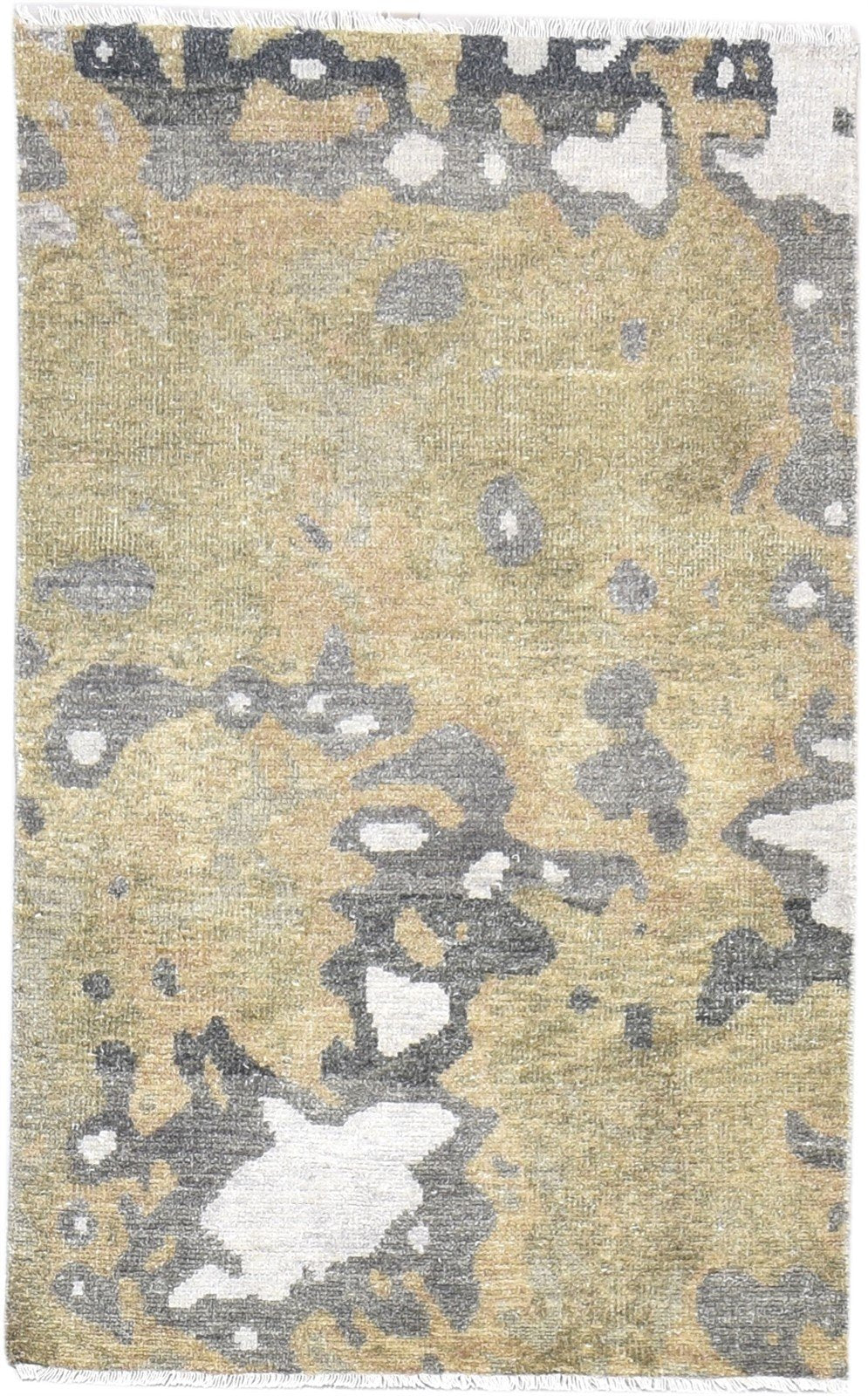 Sage Wool Rug 3' X 5' Modern Hand Knotted Scandinavian Abstract Small Carpet 