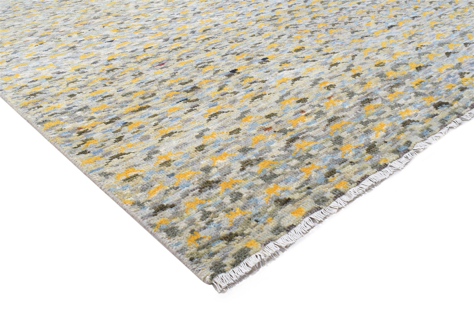 Hand Knotted Sage Wool Rug 6' X 9' Modern Indian Abstract Room Size Carpet 