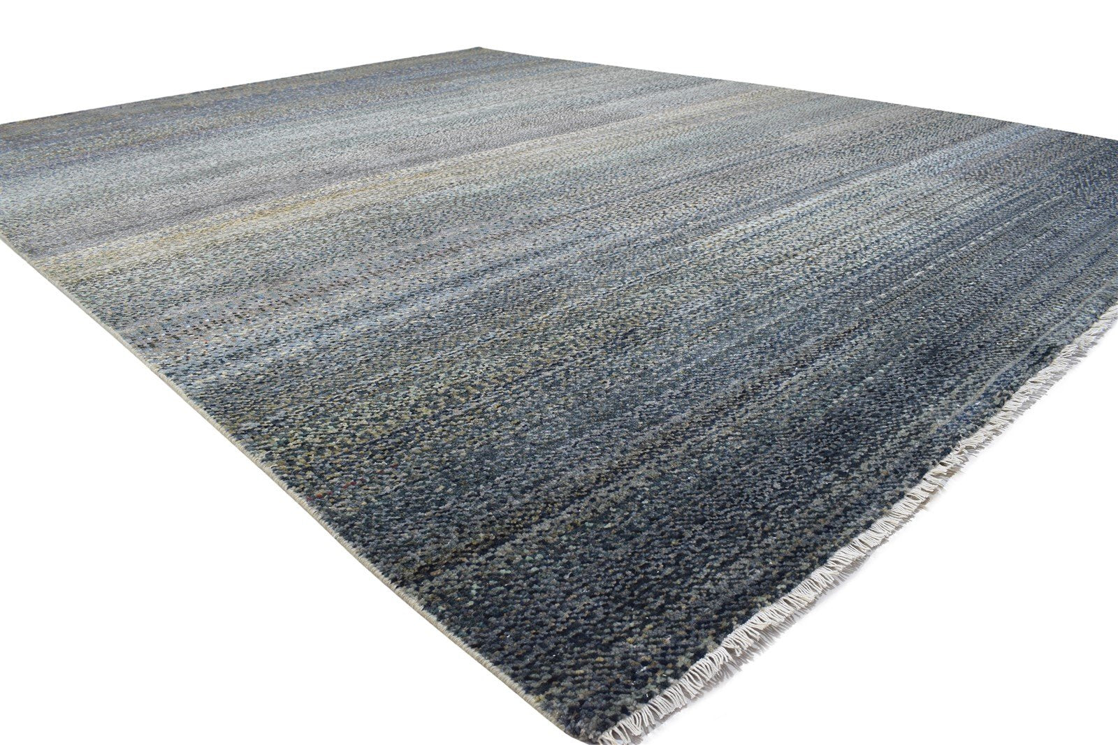 Wool Charcoal Rug 9X12 Modern Hand Knotted Indian Abstract Extra Large Carpet 