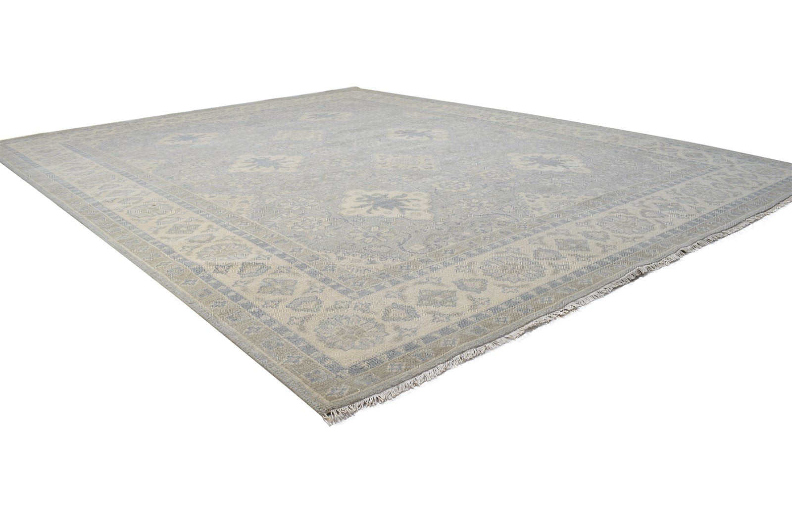 Wool Grey Rug 8' X 10' Persian Hand Knotted Oushak Oriental Large Carpet 