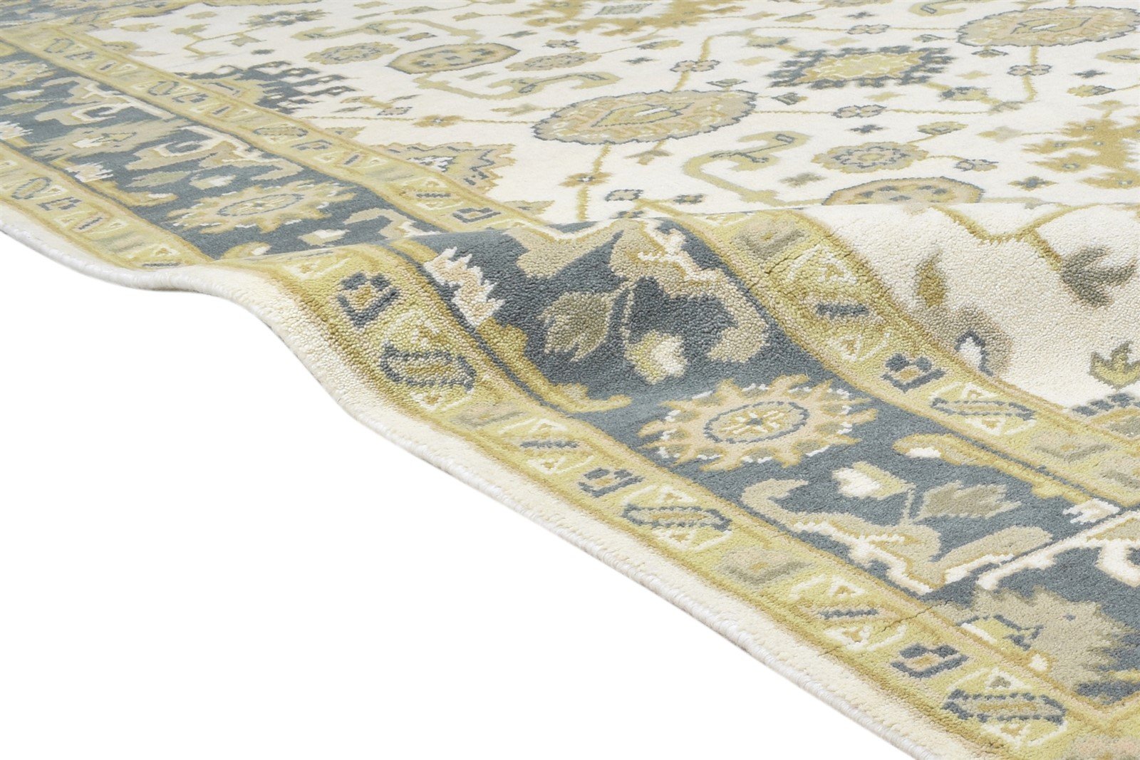 Cream Wool Rug 6' X 9' Persien Hand Knotted Oushak Oriental Room Size Carpet 