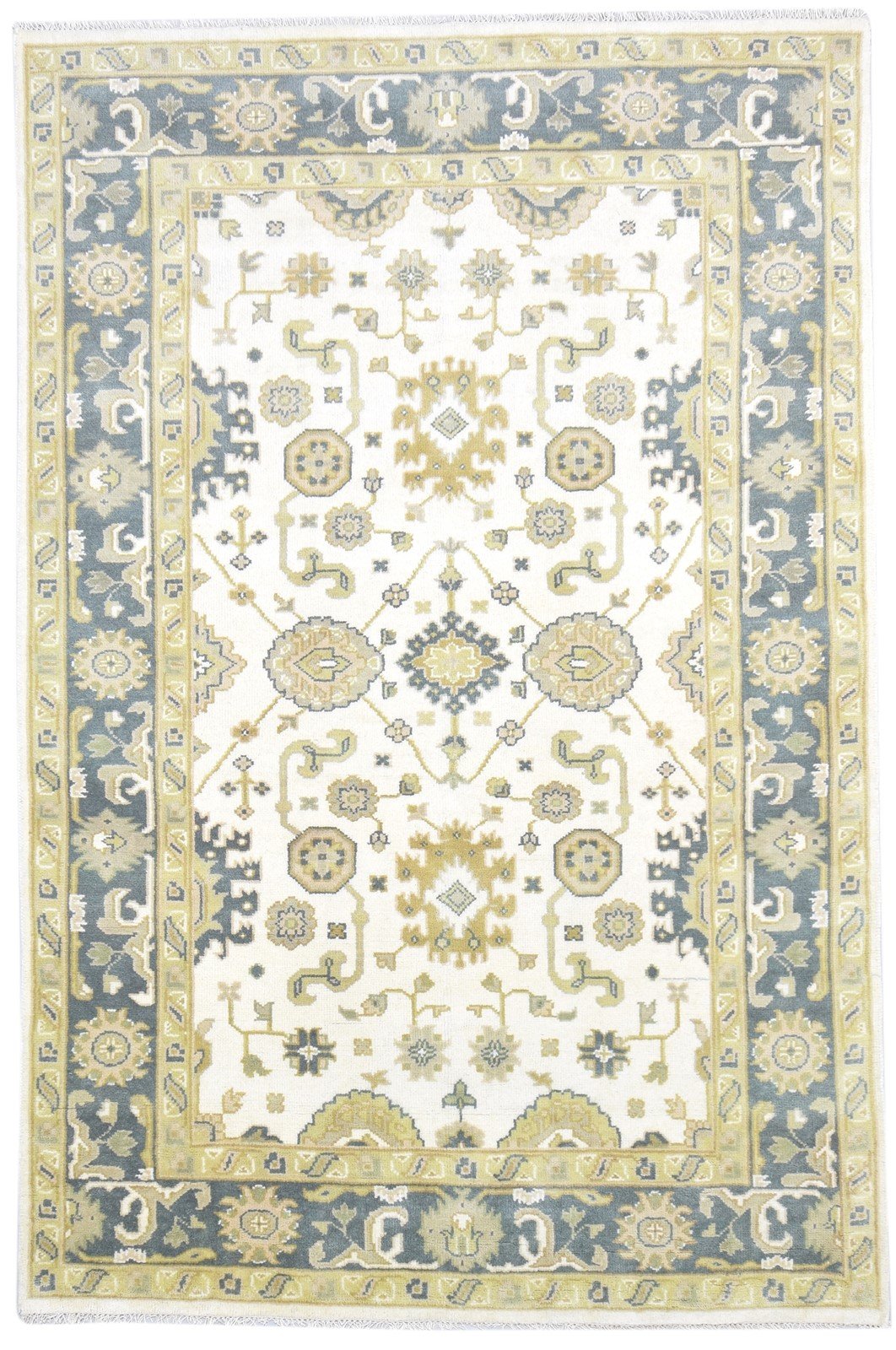 Cream Wool Rug 6' X 9' Persien Hand Knotted Oushak Oriental Room Size Carpet 