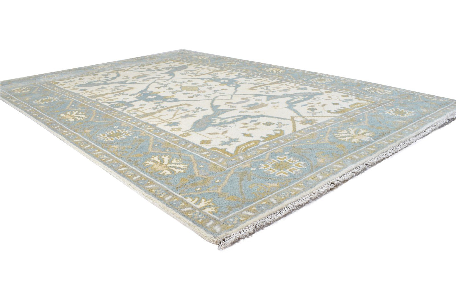 Wool Cream Rug 6' X 9' Persien Hand Knotted Oushak Oriental Large Carpet 