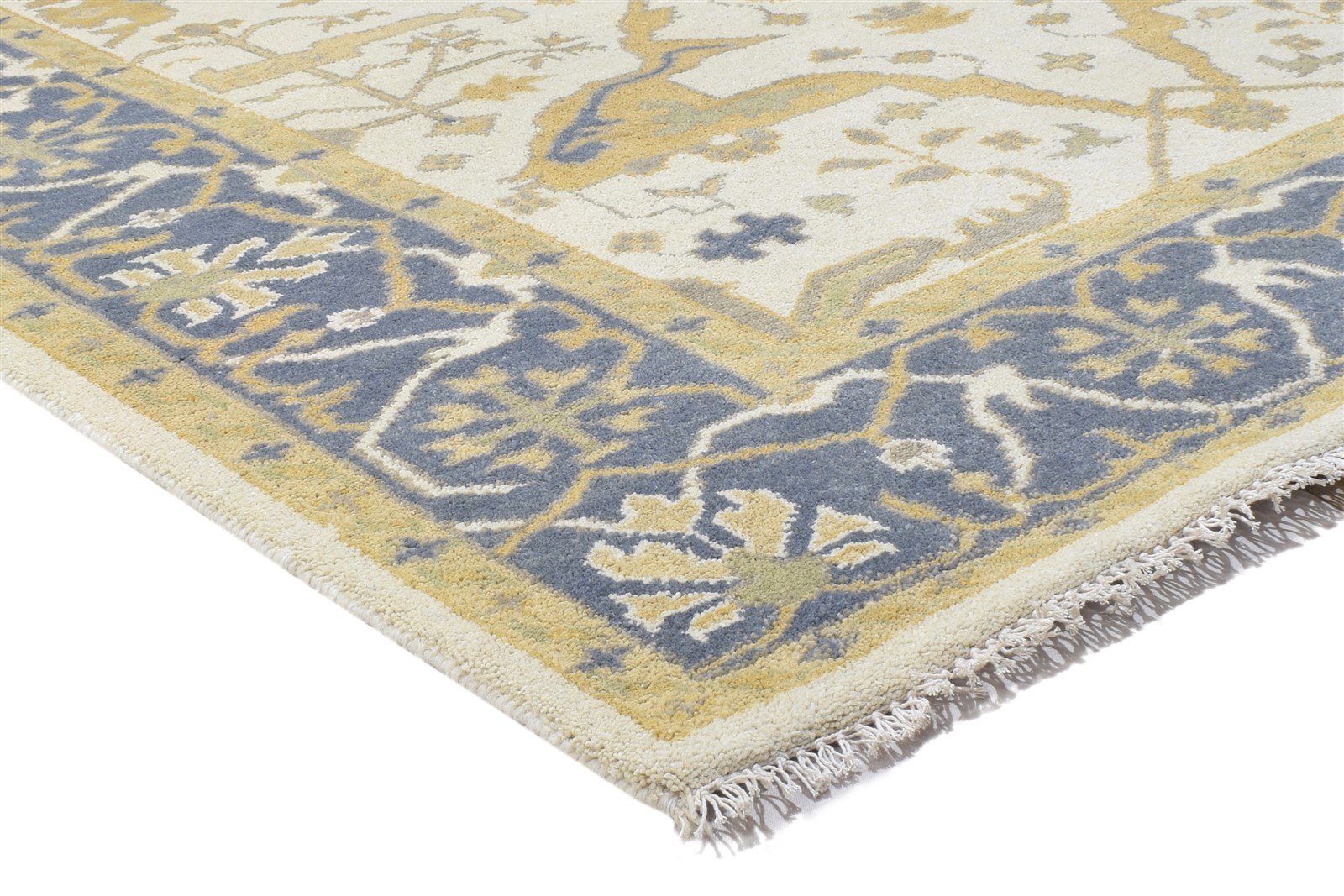 Wool Cream Rug 6' X 9' Persien Hand Knotted Oushak Oriental Large Carpet 