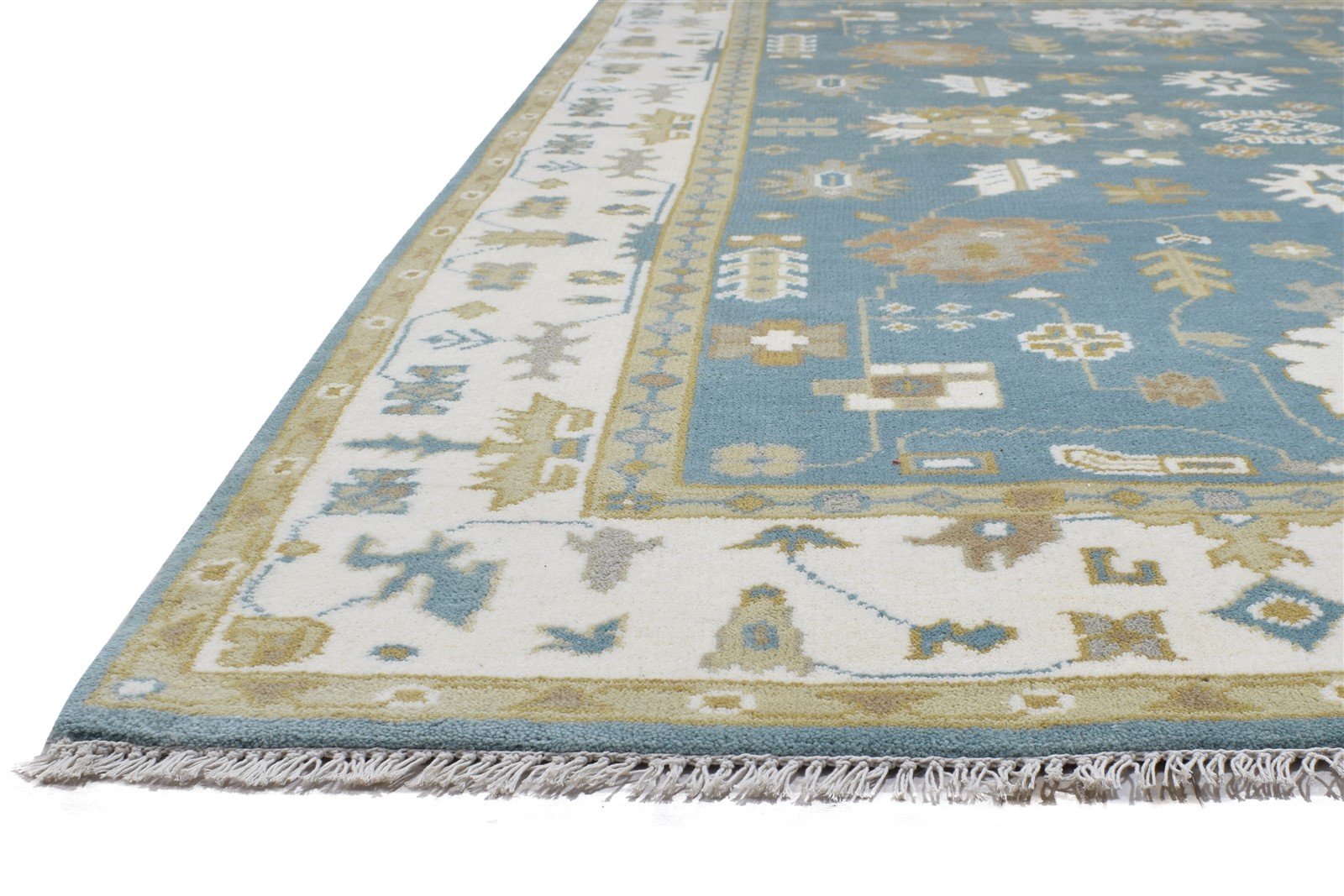 Hand Knotted Blue Wool Rug 6' X 9' Persien Oushak Oriental Room Size Carpet 