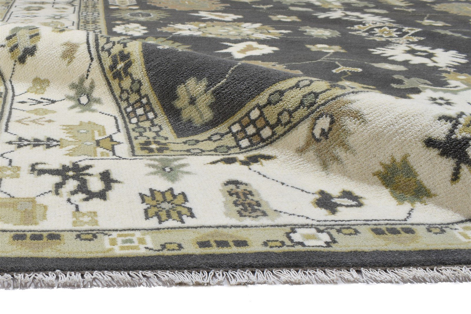 Charcoal Wool Rug 8' X 10' Persien Hand Knotted Oushak Oriental Large Carpet 