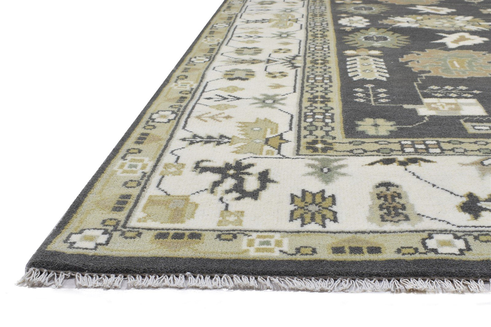 Charcoal Wool Rug 8' X 10' Persien Hand Knotted Oushak Oriental Large Carpet 