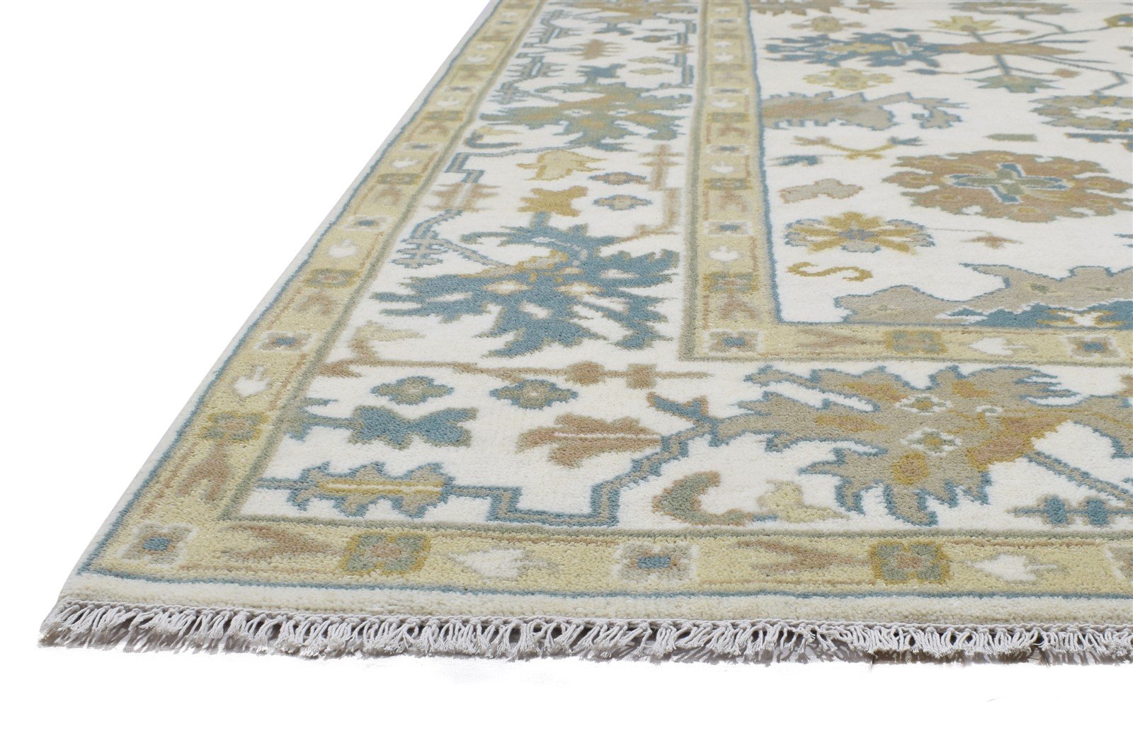 8' X 10' Rug Wool Ivory Persien Hand Knotted Oushak Oriental Large Carpet 