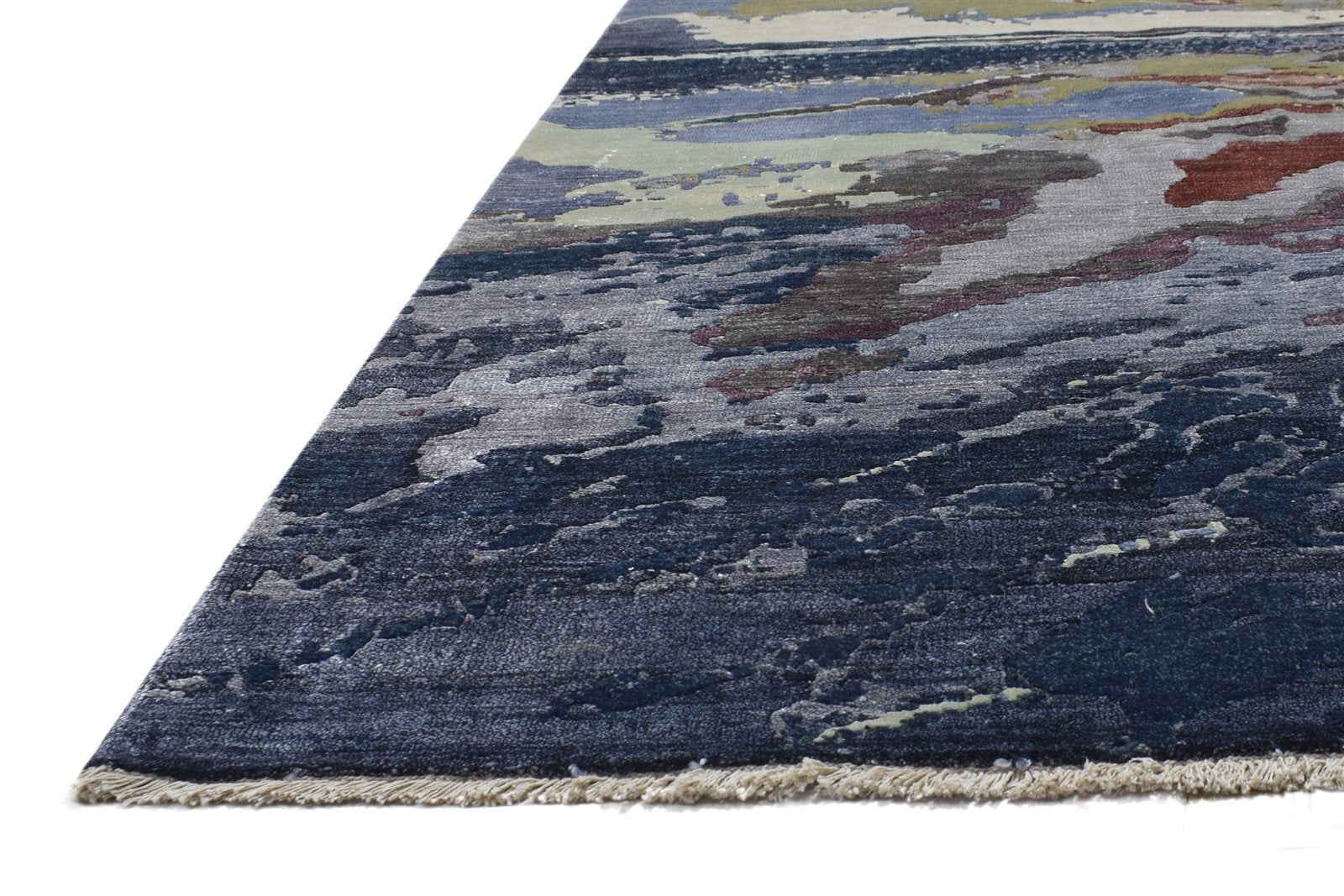 8' X 10' Rug Silk Charcoal Modern Hand Knotted Indian Abstract Large Carpet 