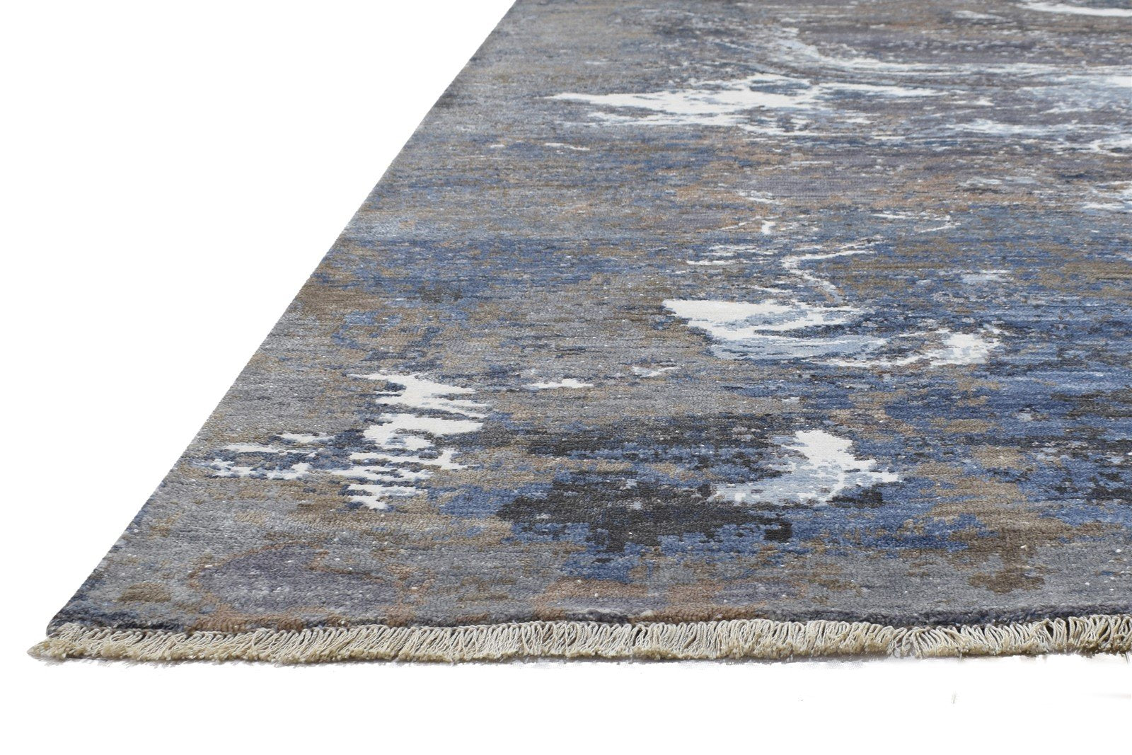 8' X 10' Rug Silk Grey Modern Hand Knotted Indian Abstract Large Carpet 