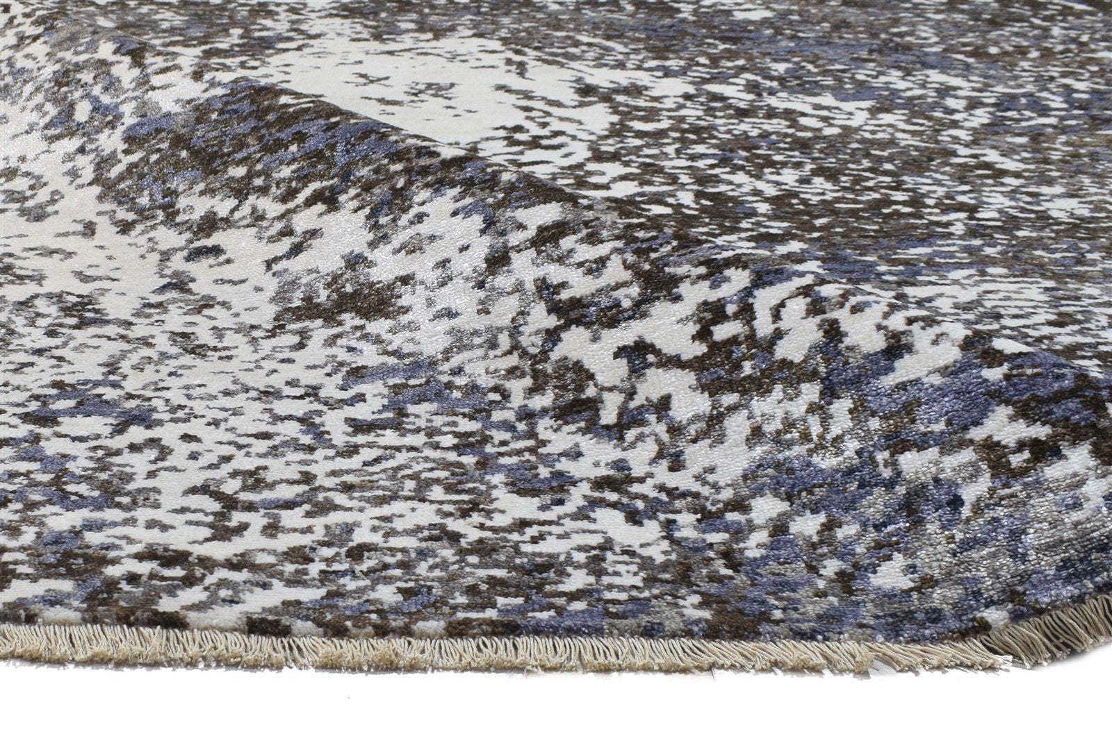 Silk Brown Rug 8' X 10' Modern Hand Knotted Indian Abstract Large Carpet 