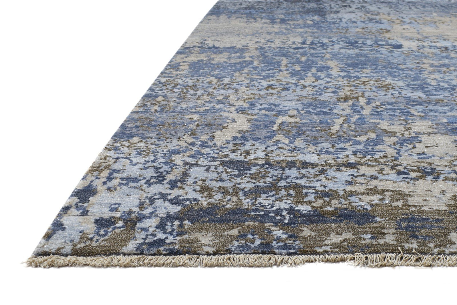 7' X 10' Rug Silk Blue Modern Hand Knotted Indian Abstract Large Carpet 