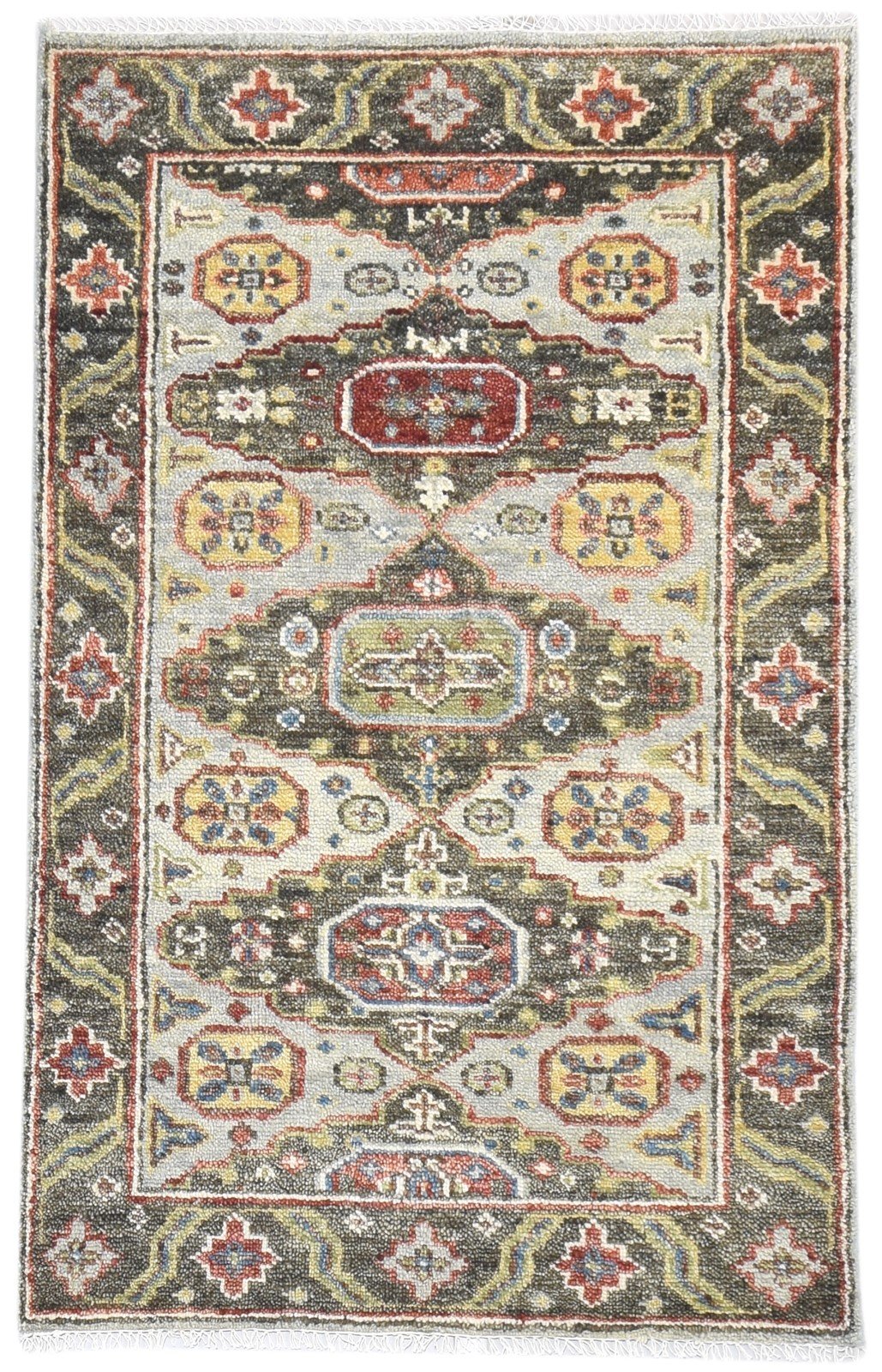 Hand Knotted Grey Wool Rug 4' X 6' Persian Kazak Oriental Room Size Carpet 