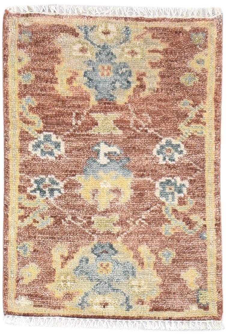 Rust Wool Rug 2' X 3' Persian Hand Knotted Oushak Oriental Small Carpet 