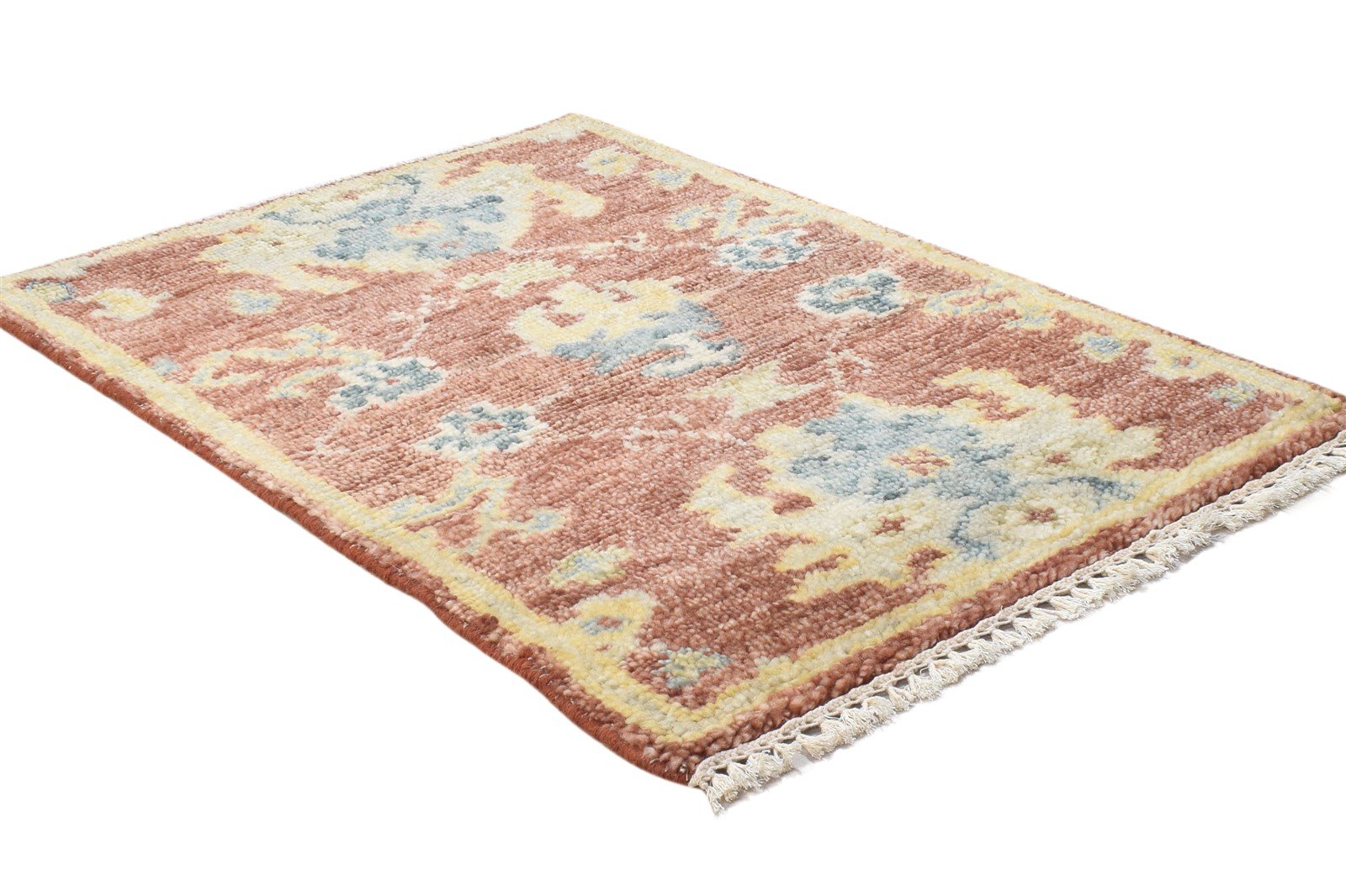 Rust Wool Rug 2' X 3' Persian Hand Knotted Oushak Oriental Small Carpet 