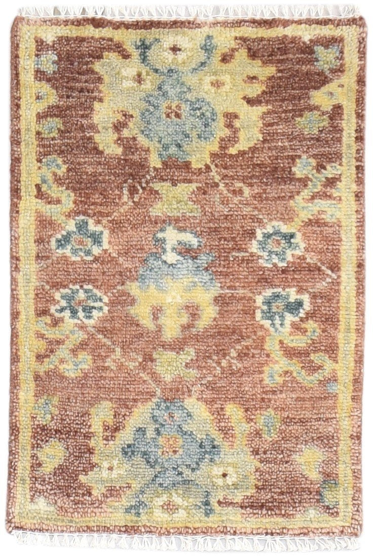 Hand Knotted Rust Wool Rug 2' X 3' Persien Oushak Oriental Small Carpet 