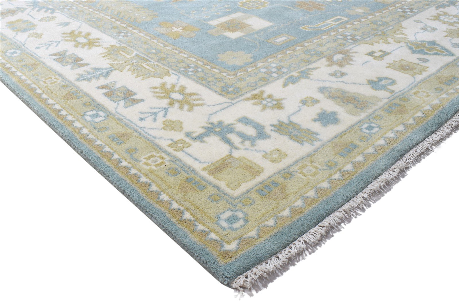 10' X 14' Rug Wool Blue Persien Hand Knotted Oushak Oriental Extra Large Carpet 