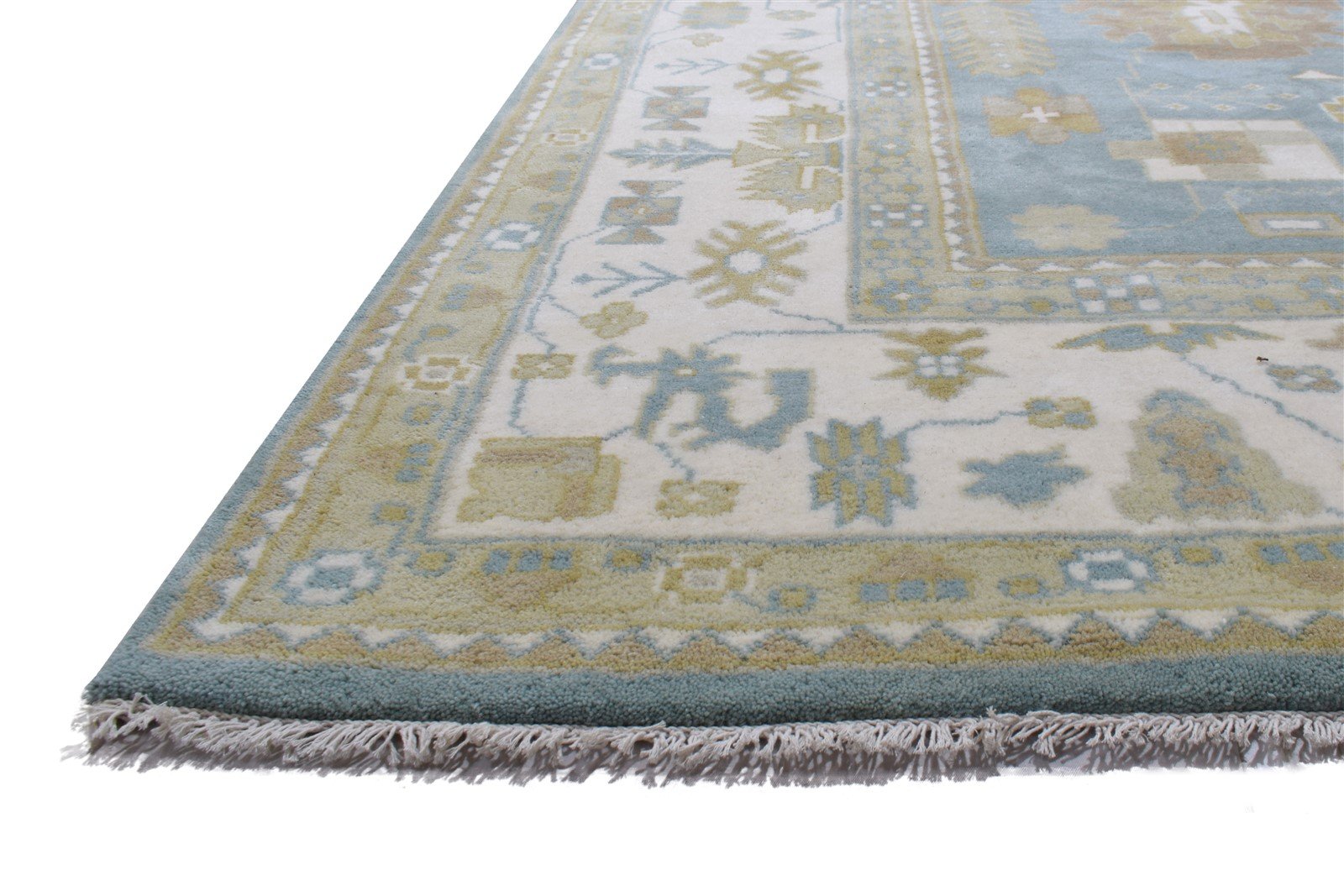 10' X 14' Rug Wool Blue Persien Hand Knotted Oushak Oriental Extra Large Carpet 