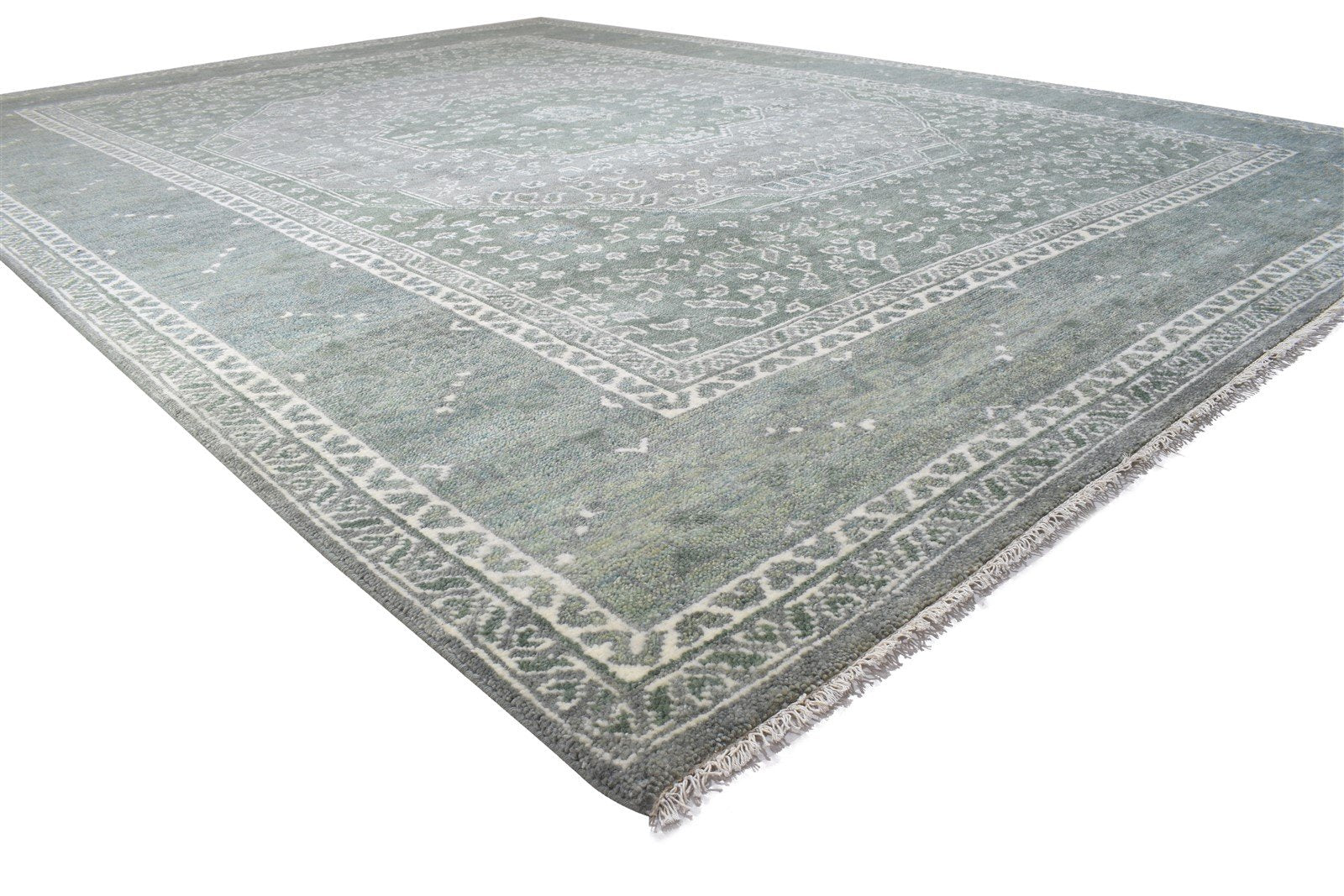 100% Wool Dark Grey Rug 10X14 Persien Hand Knotted Khotan Oriental Extra Large 