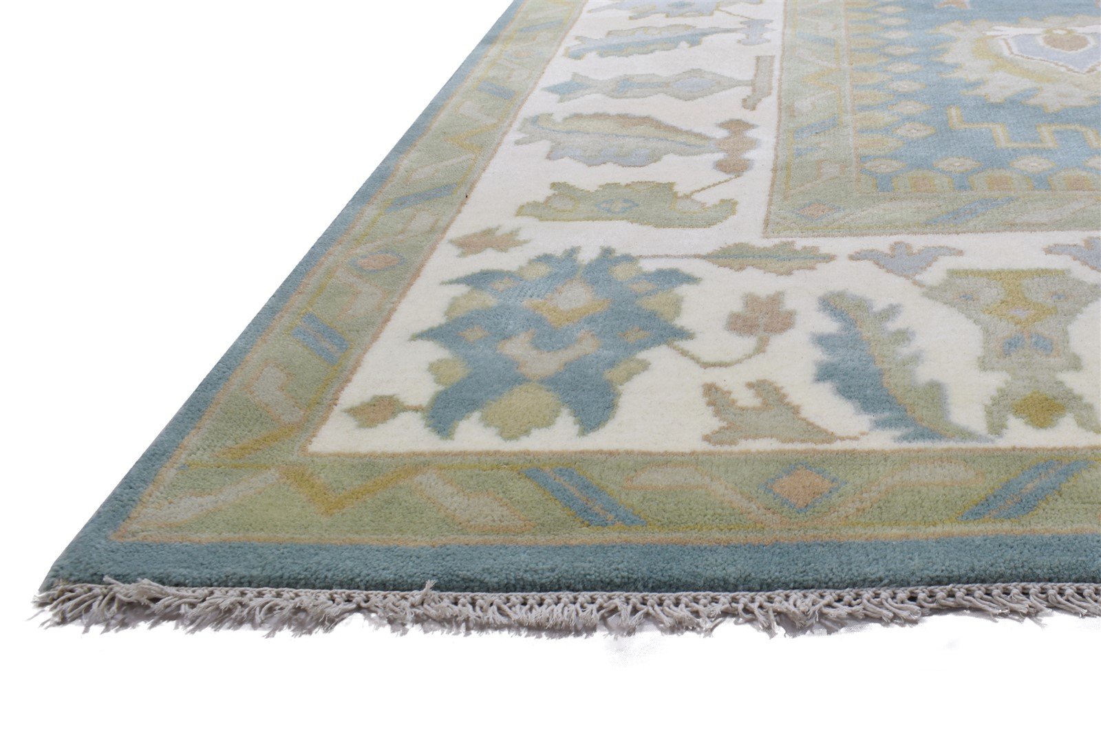 Blue Wool Rug 9' X 12' Persien Hand Knotted Oushak Oriental Large Carpet 