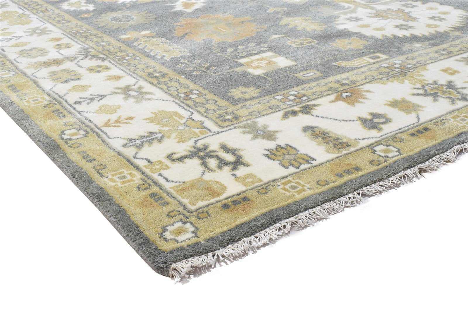 Dark Grey Wool Rug 8' X 10' Persien Hand Knotted Oushak Oriental Large Carpet 