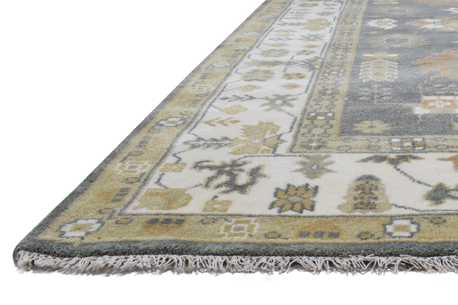 Dark Grey Wool Rug 8' X 10' Persien Hand Knotted Oushak Oriental Large Carpet 