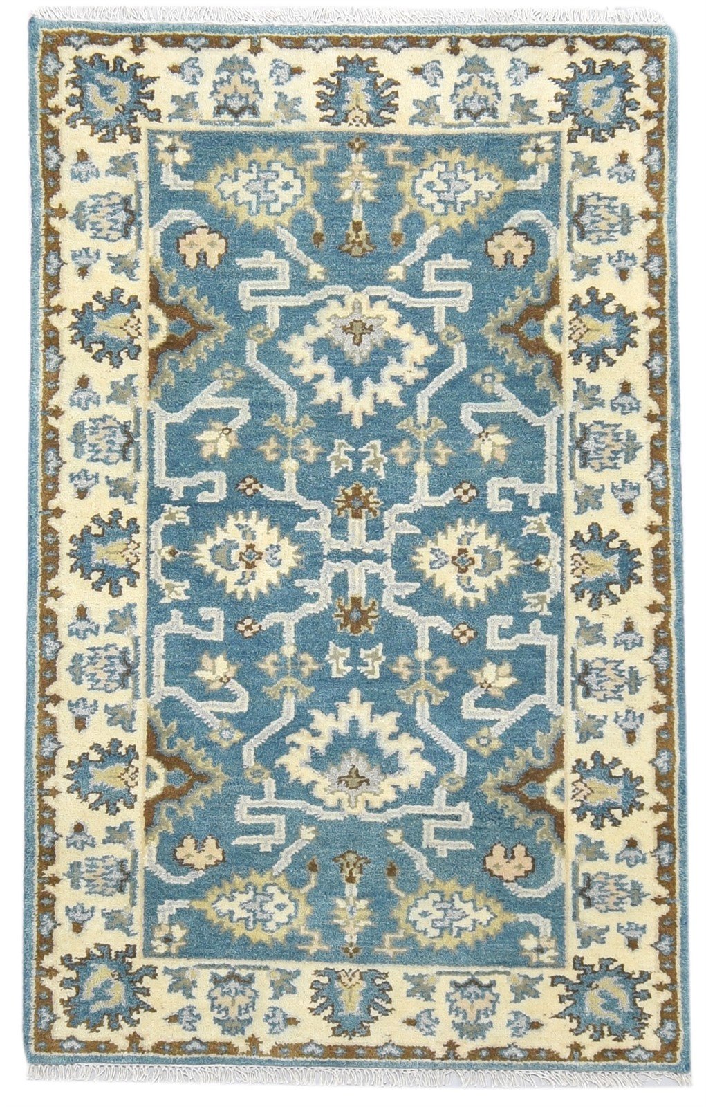 3' X 5' Rug Wool Blue Persien Hand Knotted Oushak Oriental Room Size Carpet 