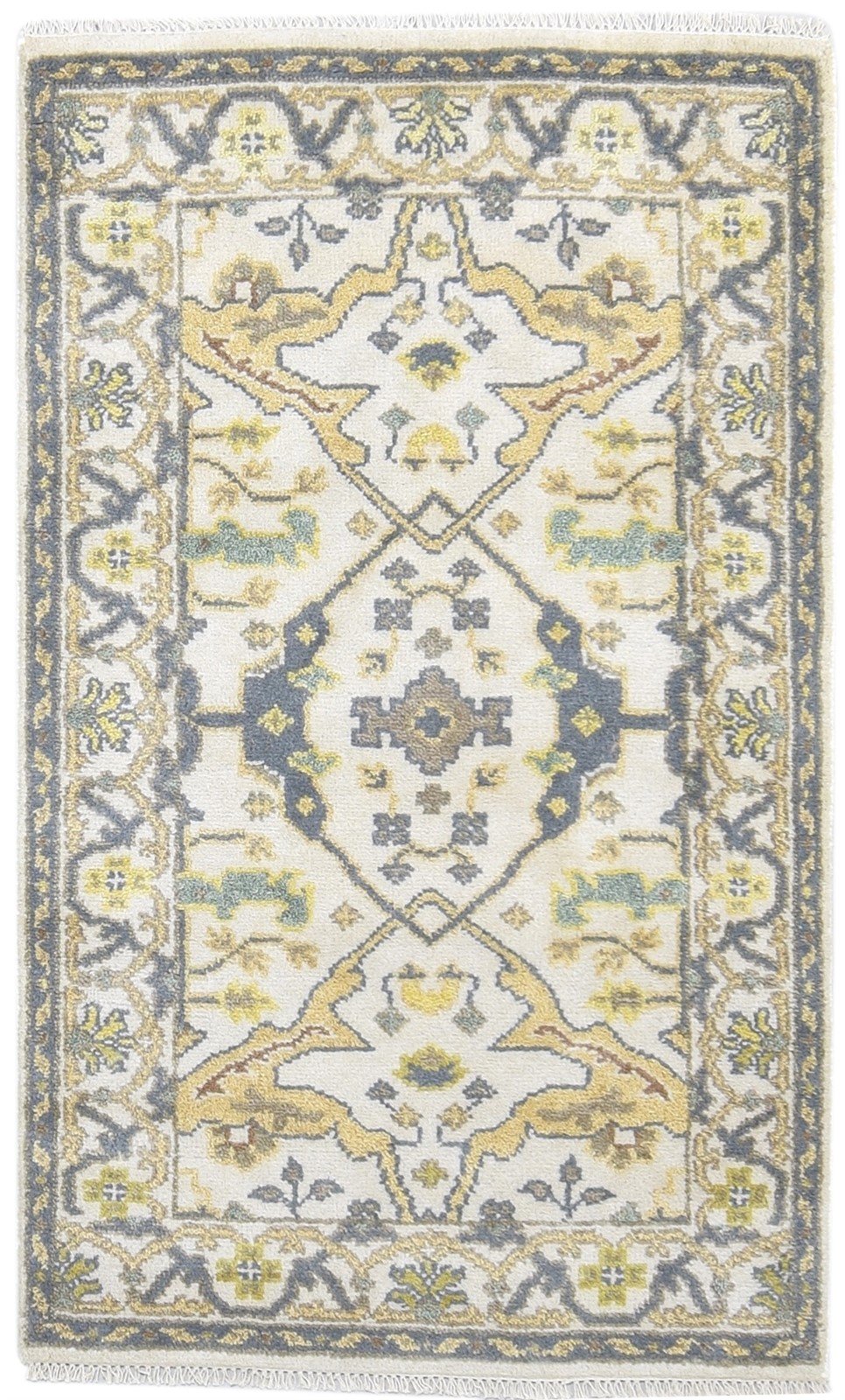 3' X 5' Rug Wool Cream Persien Hand Knotted Oushak Oriental Room Size Carpet 