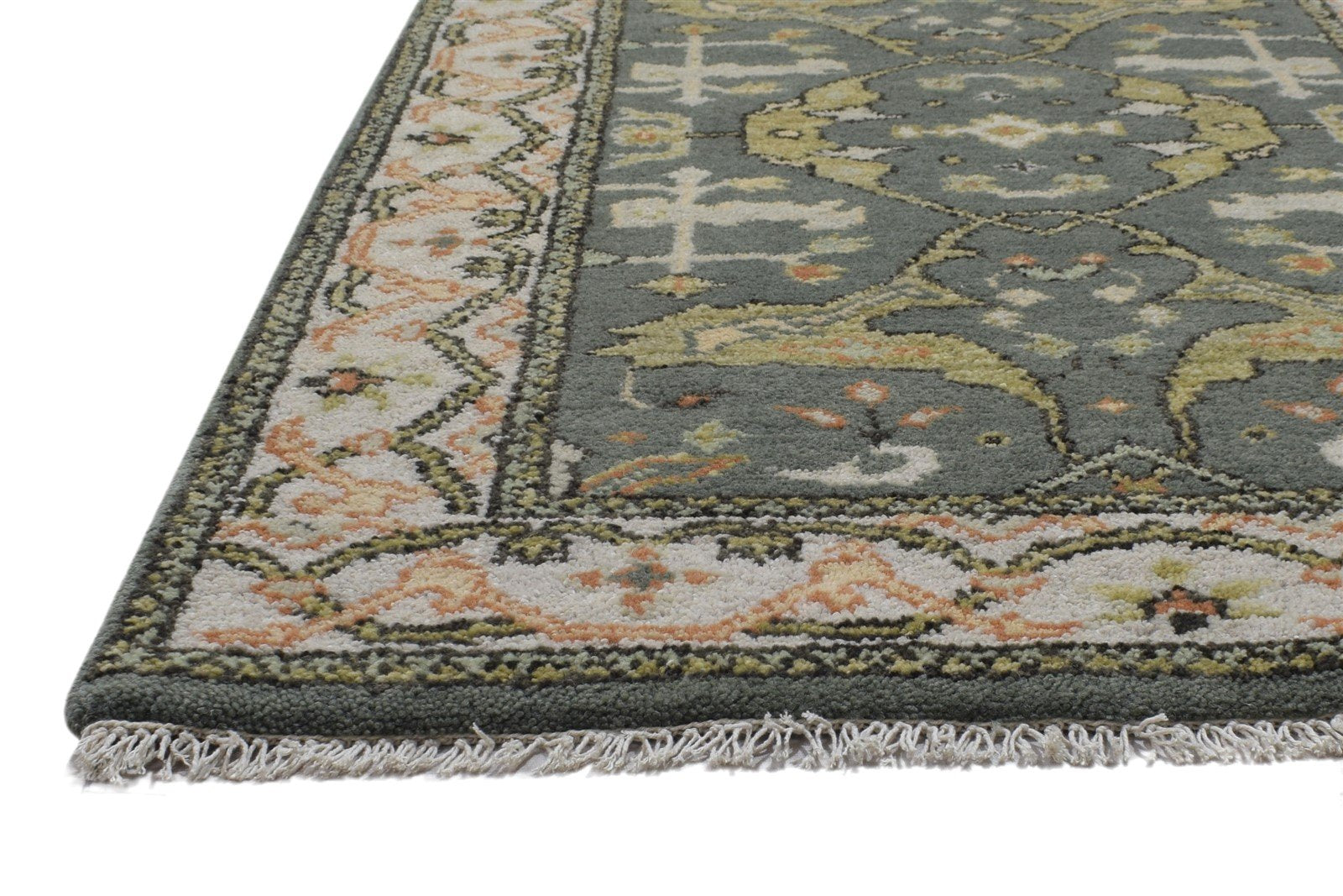 Wool Dark Grey Rug 3' X 5' Persien Hand Knotted Oushak Oriental Room Size Carpet 