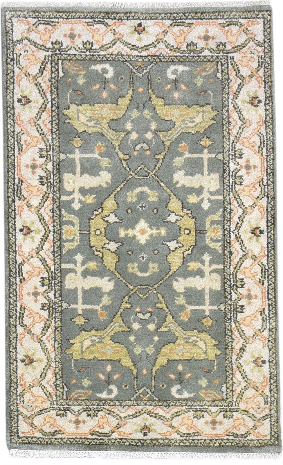 Wool Dark Grey Rug 3' X 5' Persien Hand Knotted Oushak Oriental Room Size Carpet 