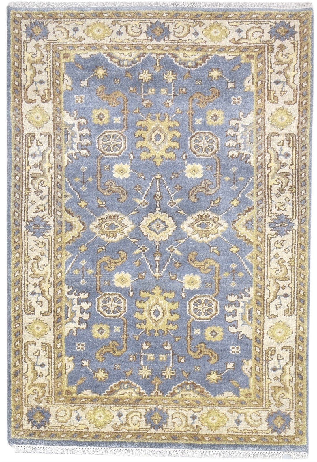 4' X 6' Rug Wool Blue Persien Hand Knotted Oushak Oriental Room Size Carpet 