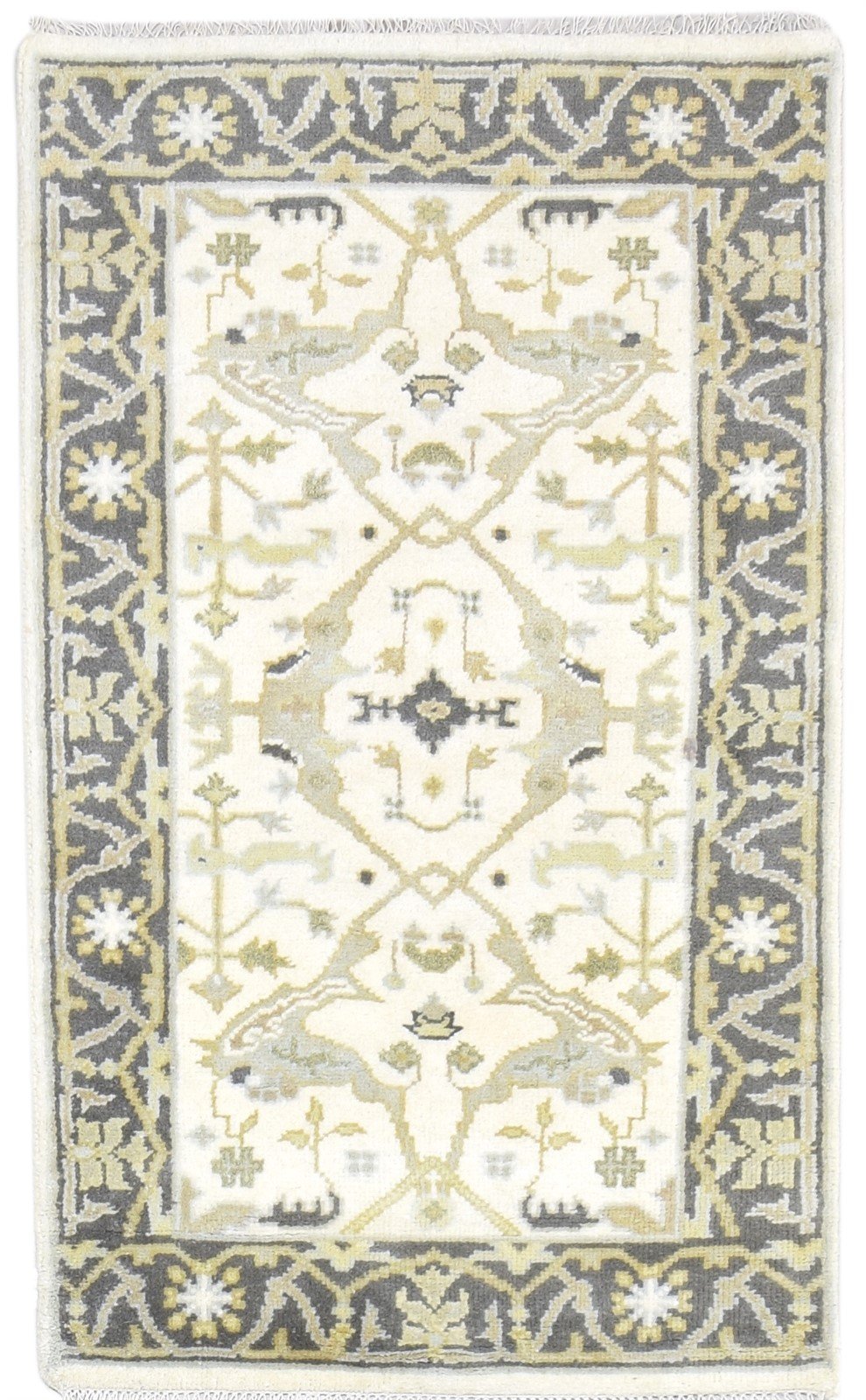 3' X 5' Rug Wool Cream Persien Hand Knotted Oushak Oriental Small Carpet 