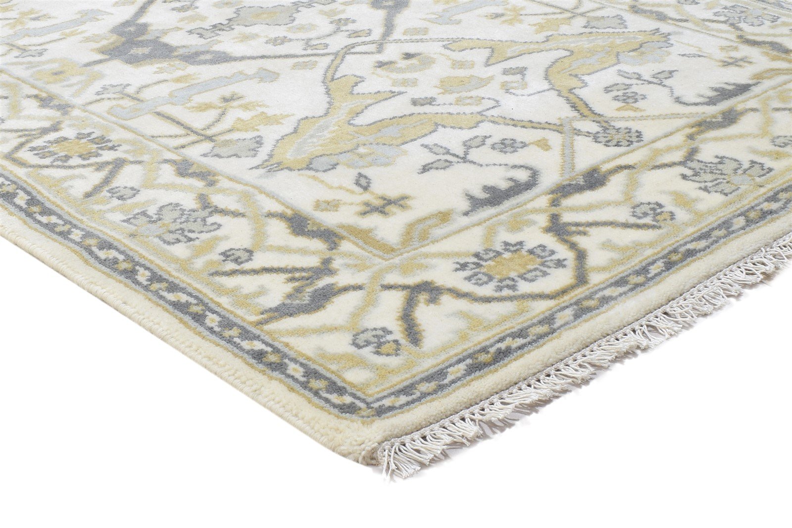 Wool Cream Rug 4' X 6' Persien Hand Knotted Oushak Oriental Room Size Carpet 