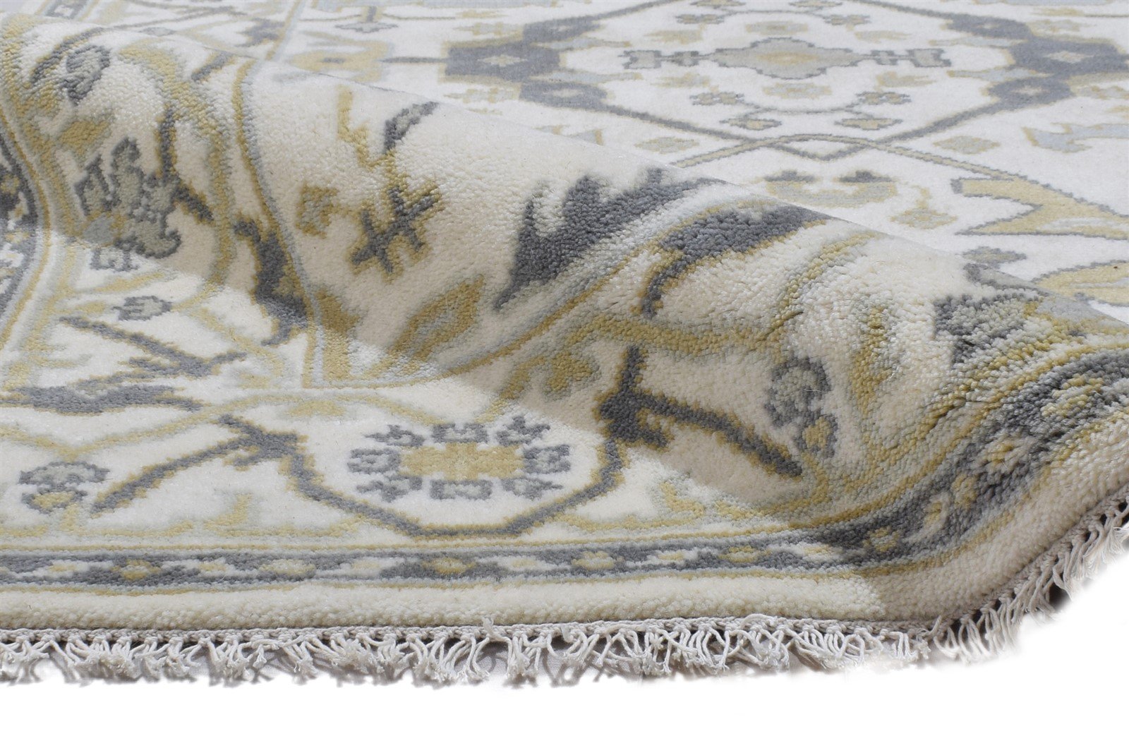 Wool Cream Rug 4' X 6' Persien Hand Knotted Oushak Oriental Room Size Carpet 